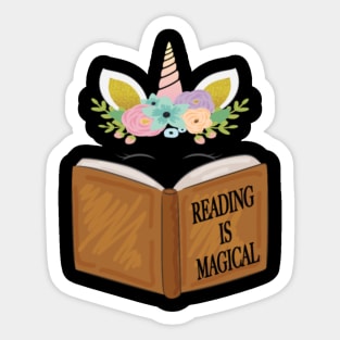 Reading is magical Cute Unicorn Face Book Lovers Sticker